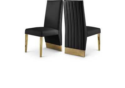 Porsha Black Faux Leather Dining Chair Set of 2