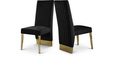 Porsha Black Velvet Dining Chair Set of 2