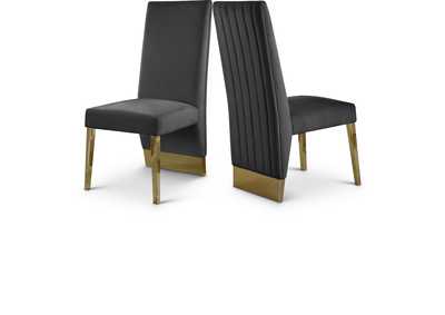 Image for Porsha Grey Velvet Dining Chair Set of 2