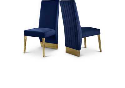 Porsha Navy Velvet Dining Chair Set of 2