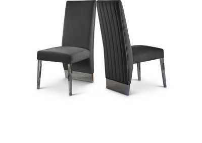 Porsha Grey Velvet Dining Chair Set of 2