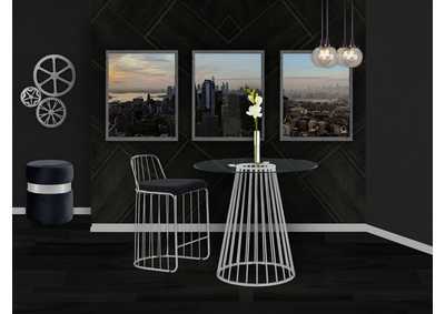 Image for Gio Chrome Counter Table w/4 Black Stool