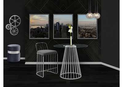Image for Gio Chrome Counter Table w/4 Grey Stool