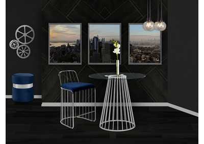 Image for Gio Chrome Counter Table w/4 Navy Stool