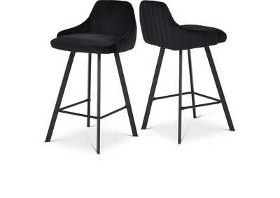 Viviene Black Velvet Stool Set of 2