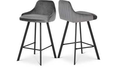 Viviene Grey Velvet Stool Set of 2