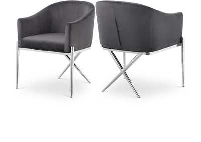 Image for Xavier Grey Velvet Dining Chair