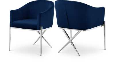 Xavier Navy Velvet Dining Chair