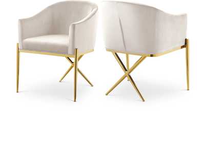 Image for Xavier Cream Velvet Dining Chair