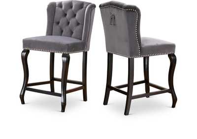 Image for Suri Grey Velvet Stool Set of 2