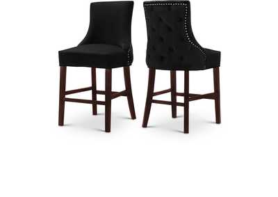 Image for Hannah Black Velvet Stool Set of 2