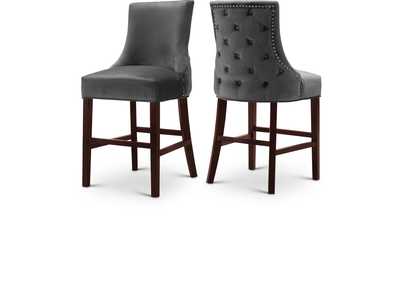 Image for Hannah Grey Velvet Stool Set of 2