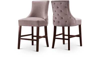 Image for Hannah Pink Velvet Stool Set of 2