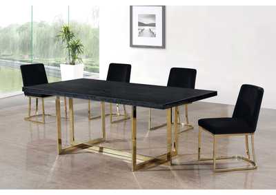 Elle Gold Dining Table w/4 Black Chair