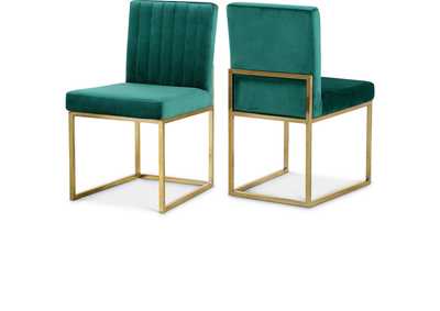 Image for Giselle Green Velvet Dining Chair Set of 2