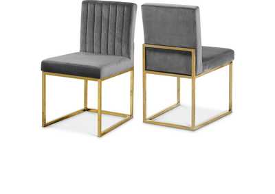 Image for Giselle Grey Velvet Dining Chair Set of 2