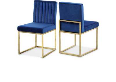 Image for Giselle Navy Velvet Dining Chair Set of 2