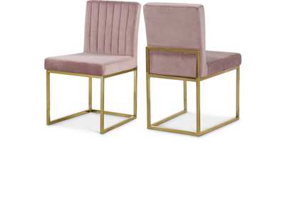 Image for Giselle Pink Velvet Dining Chair Set of 2