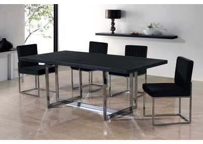 Elle Chrome Dining Table w/4 Black Chair