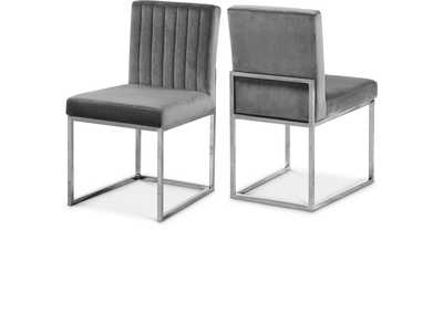 Image for Giselle Grey Velvet Dining Chair Set of 2