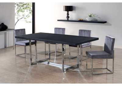 Elle Chrome Dining Table w/4 Grey Chair