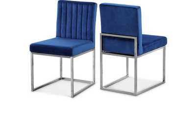 Image for Giselle Navy Velvet Dining Chair Set of 2