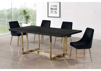 Elle Gold Dining Table w/4 Black Chair