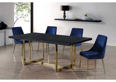 Elle Gold Dining Table w/4 Navy Chair