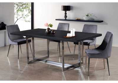 Elle Chrome Dining Table w/4 Grey Chair