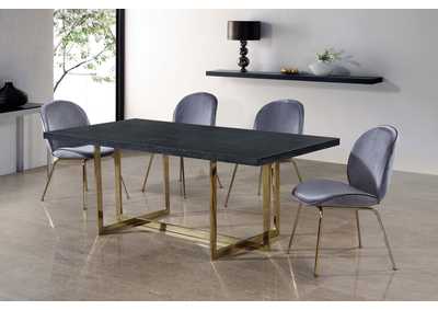 Elle Gold Dining Table w/4 Grey Chair