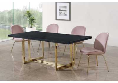 Elle Gold Dining Table w/4 Pink Chair