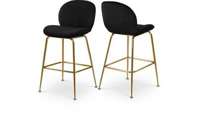 Image for Paris Black Velvet Stool Set of 2