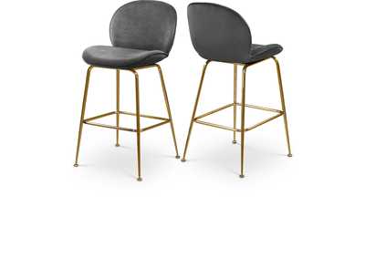 Image for Paris Grey Velvet Stool Set of 2