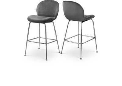 Image for Paris Grey Velvet Stool Set of 2