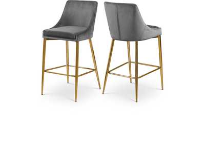 Image for Karina Grey Velvet Stool Set of 2