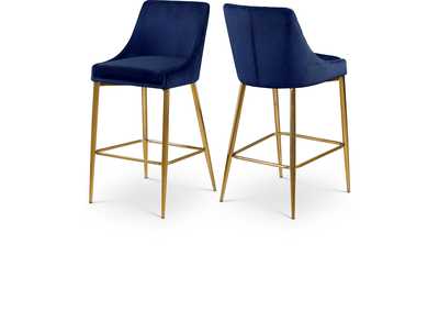 Image for Karina Navy Velvet Stool Set of 2