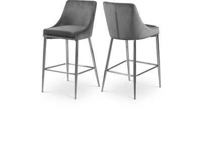 Image for Karina Grey Velvet Stool Set of 2