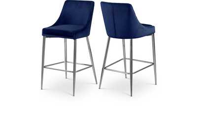 Image for Karina Navy Velvet Stool Set of 2