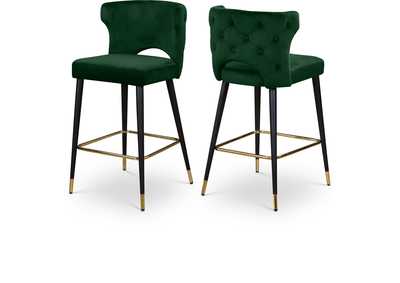 Image for Kelly Green Velvet Stool Set of 2