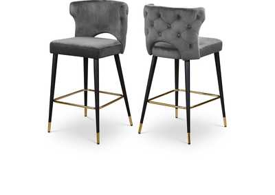 Image for Kelly Grey Velvet Stool Set of 2