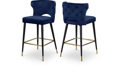 Image for Kelly Navy Velvet Stool Set of 2