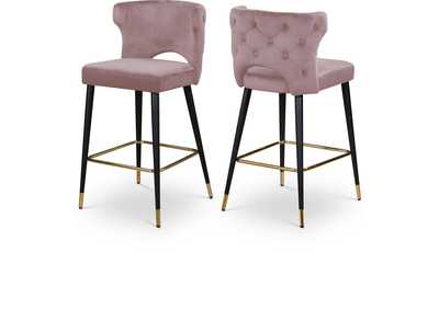 Image for Kelly Pink Velvet Stool Set of 2