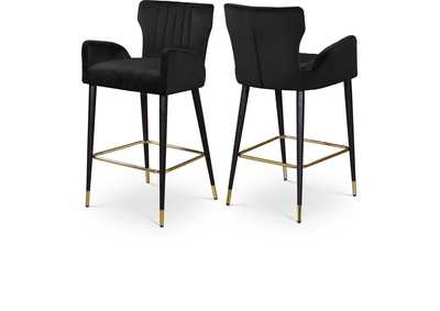 Image for Luxe Black Velvet Stool Set of 2