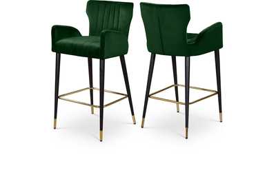 Image for Luxe Green Velvet Stool Set of 2