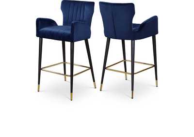 Image for Luxe Navy Velvet Stool Set of 2