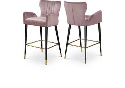 Image for Luxe Pink Velvet Stool Set of 2