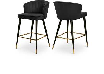 Image for Cassie Black Velvet Stool Set of 2