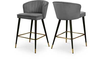 Image for Cassie Grey Velvet Stool Set of 2