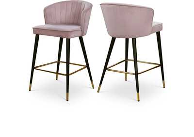 Image for Cassie Pink Velvet Stool Set of 2