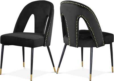 Image for Akoya Black Velvet Dining Chair Set of 2